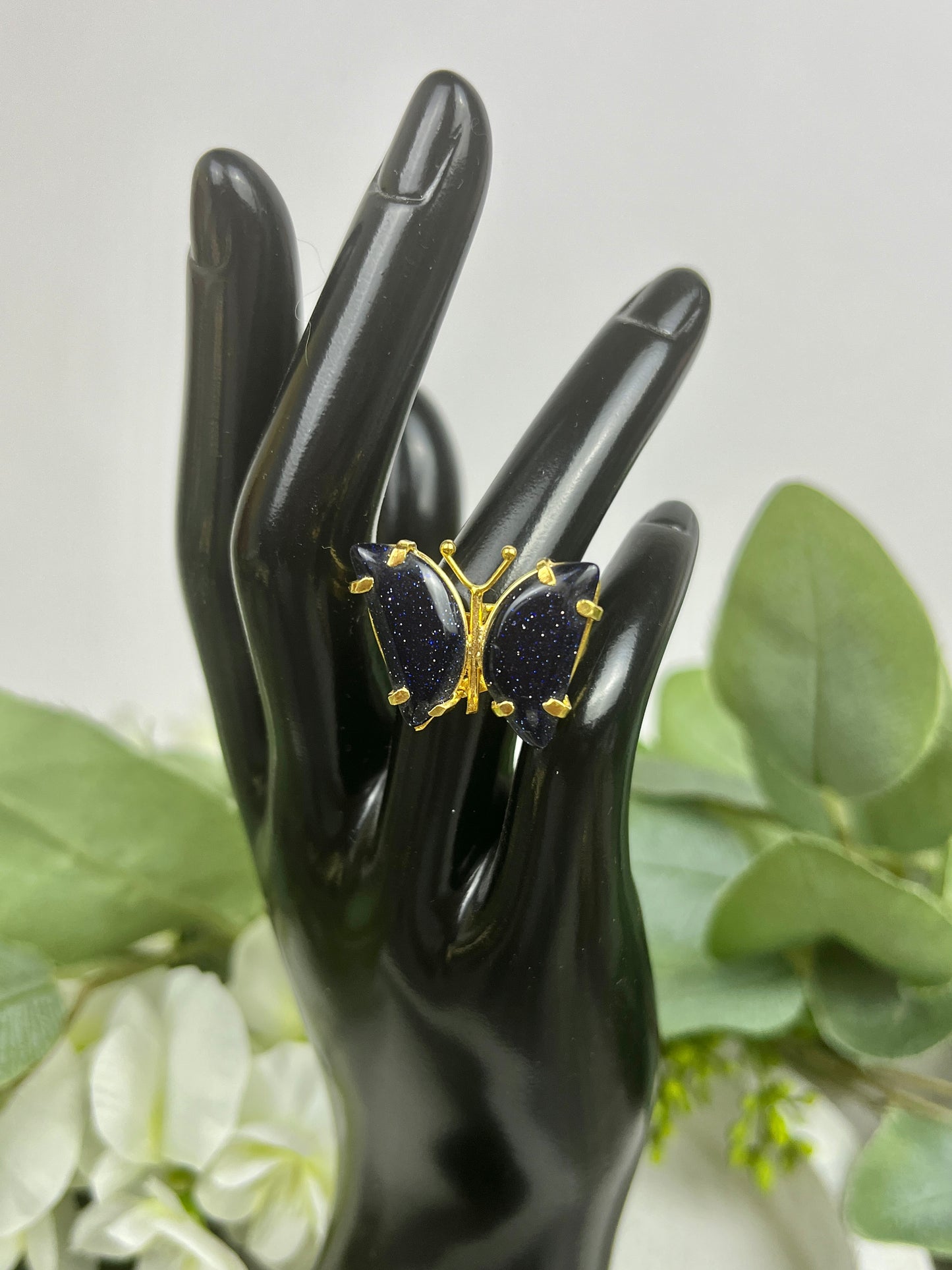 Silver Butterfly Quartz Rings