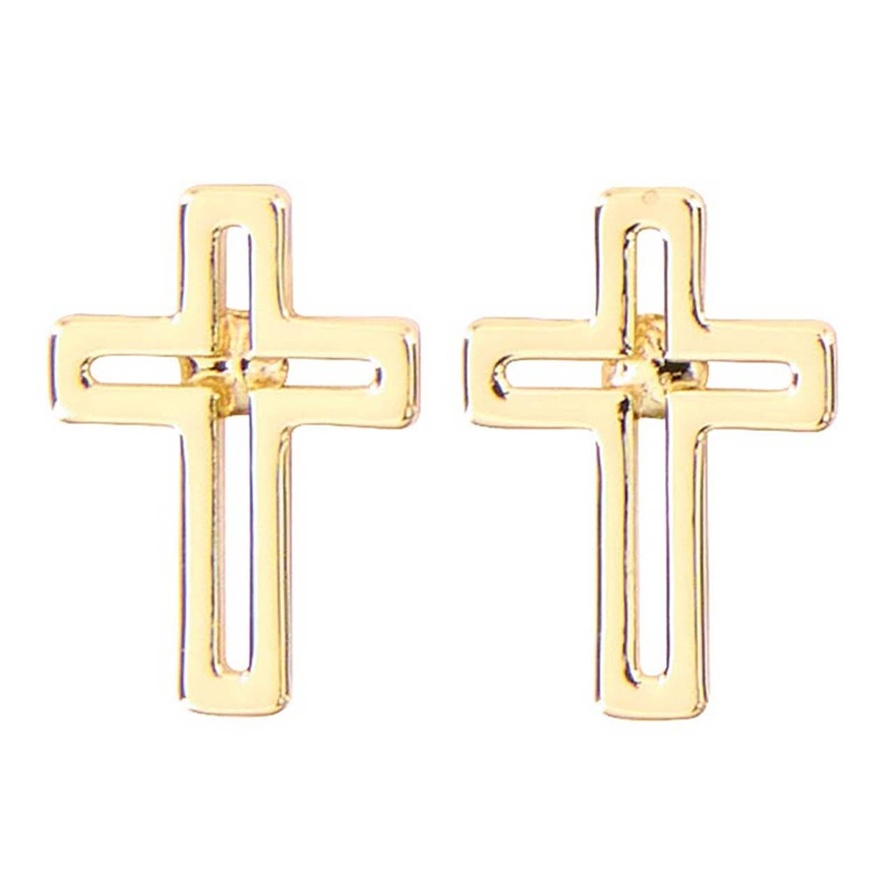 Gold Cutout Cross Earrings