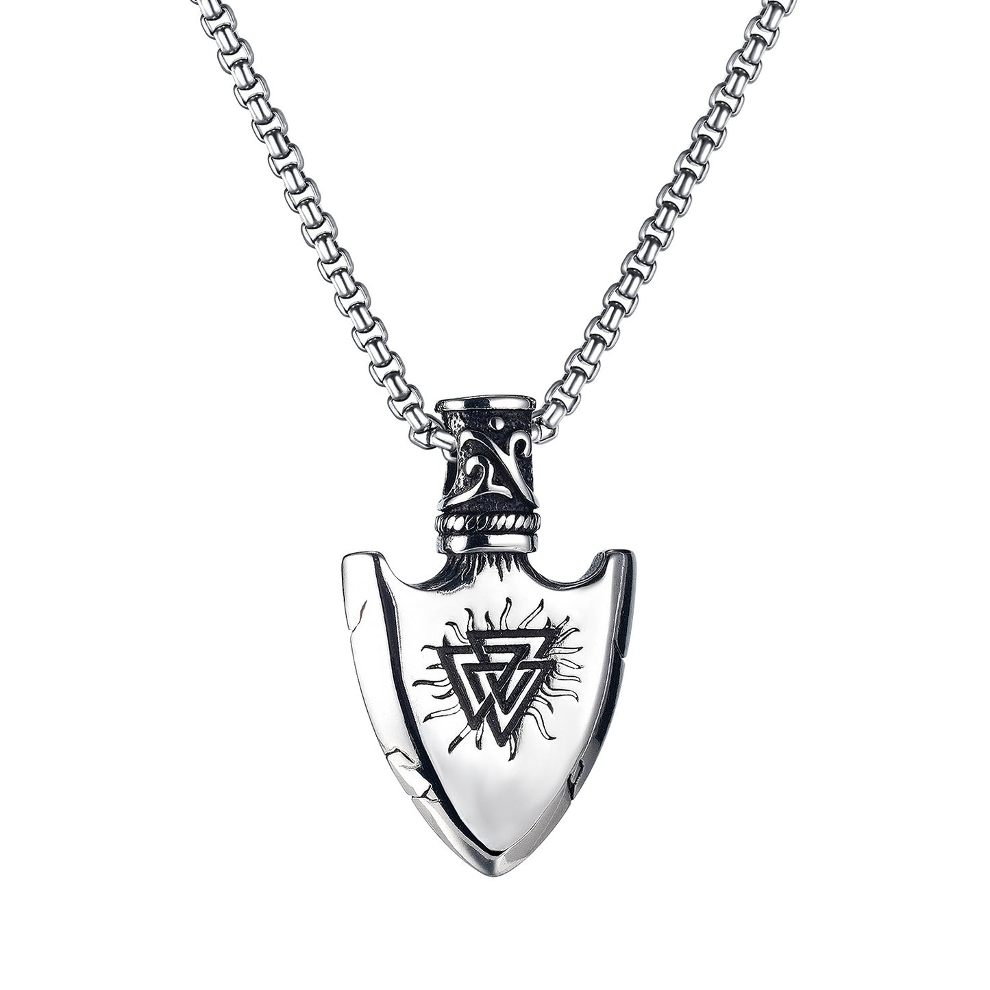 Retro Stainless Steel Shield Pendant
