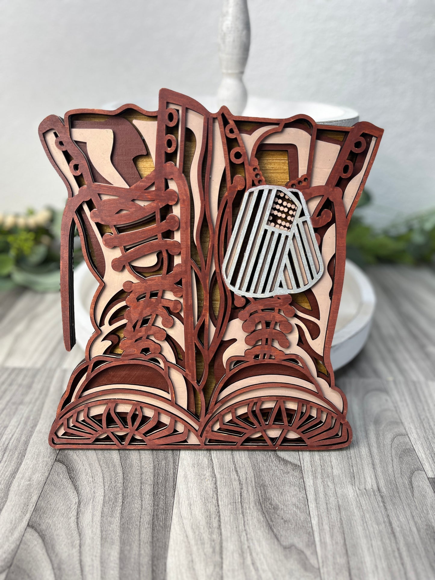 Military Boots Layered Wall Art