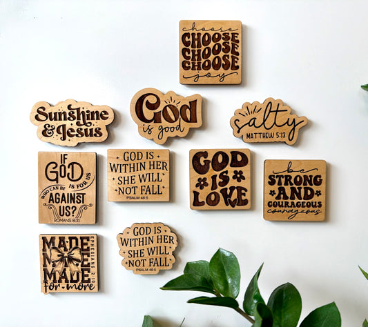 Faith Based Wood Engraved Magnets