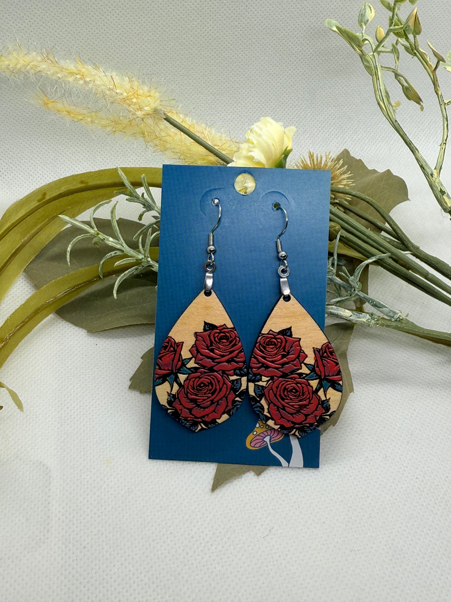 Painted Wooden Dangle Earrings