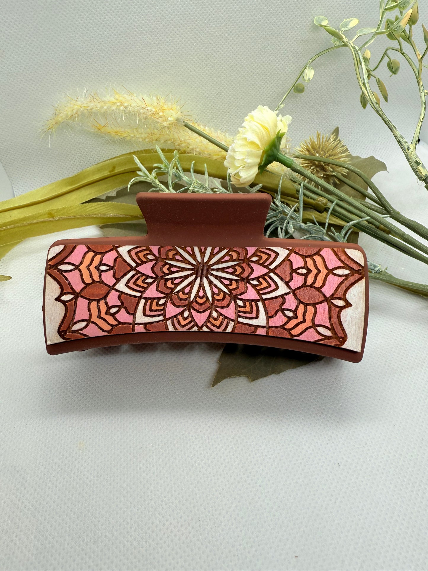 Wooden Engraved Hair Clip