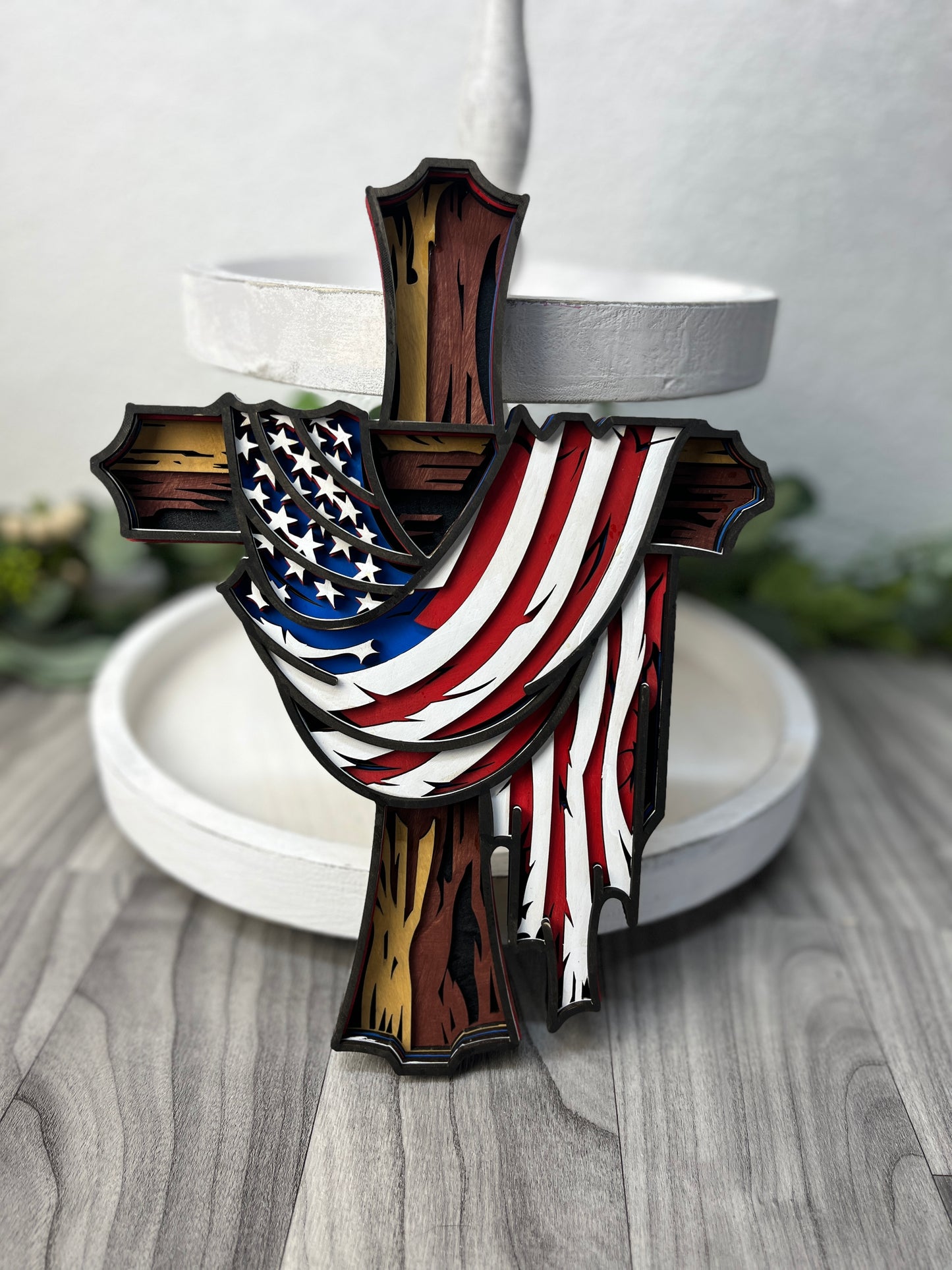 Red, White & Blue Flagged Cross