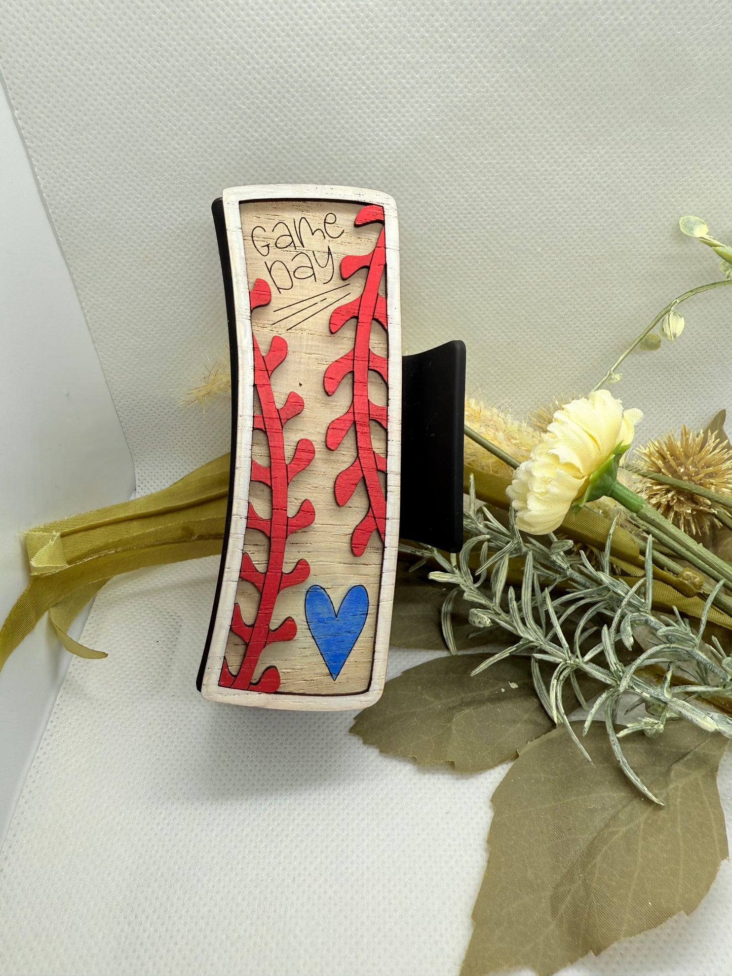 Wooden Engraved Hair Clip