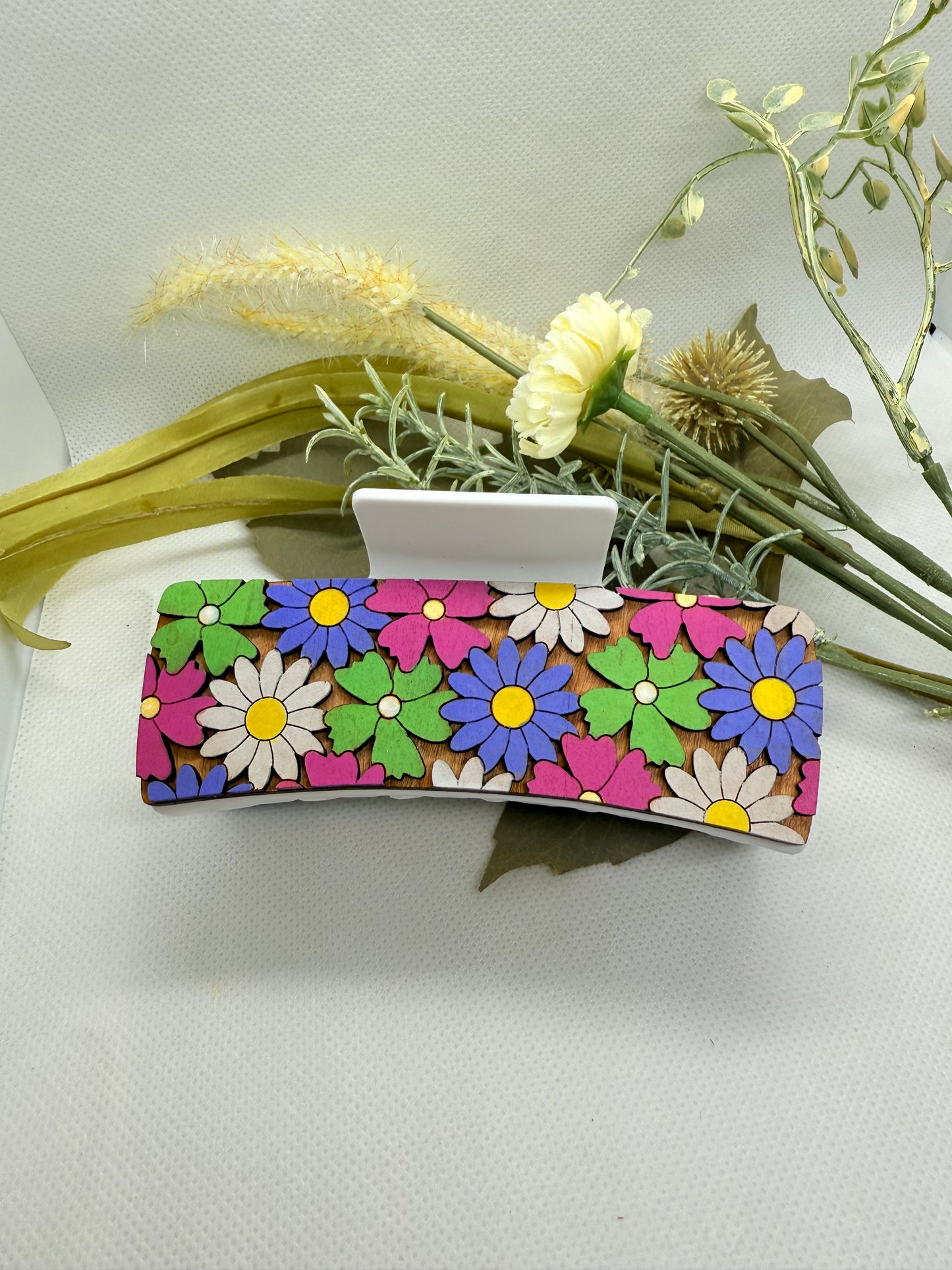 Wooden Engraved Hair Clip