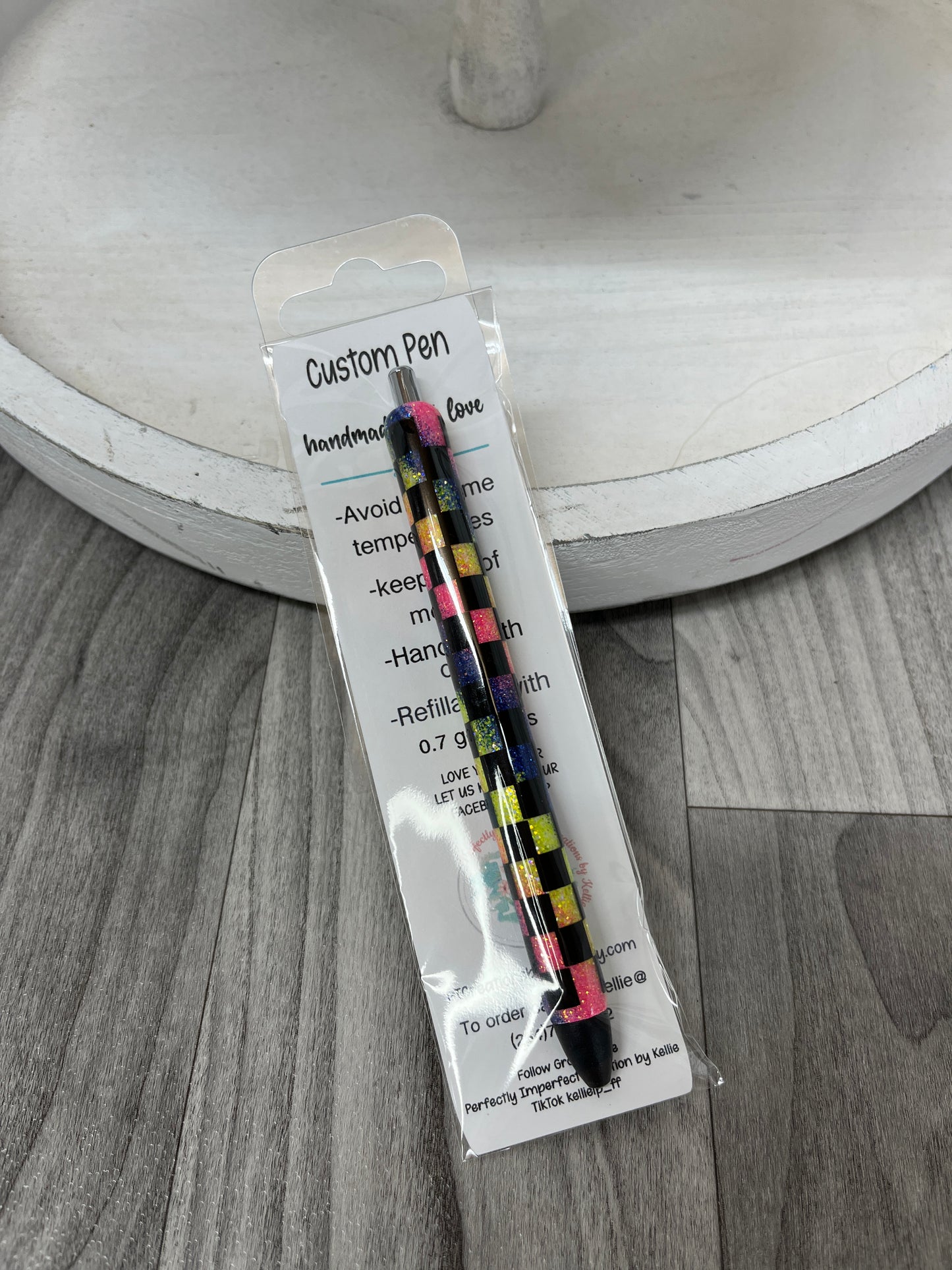 Epoxy Glitter Pen-Checkered