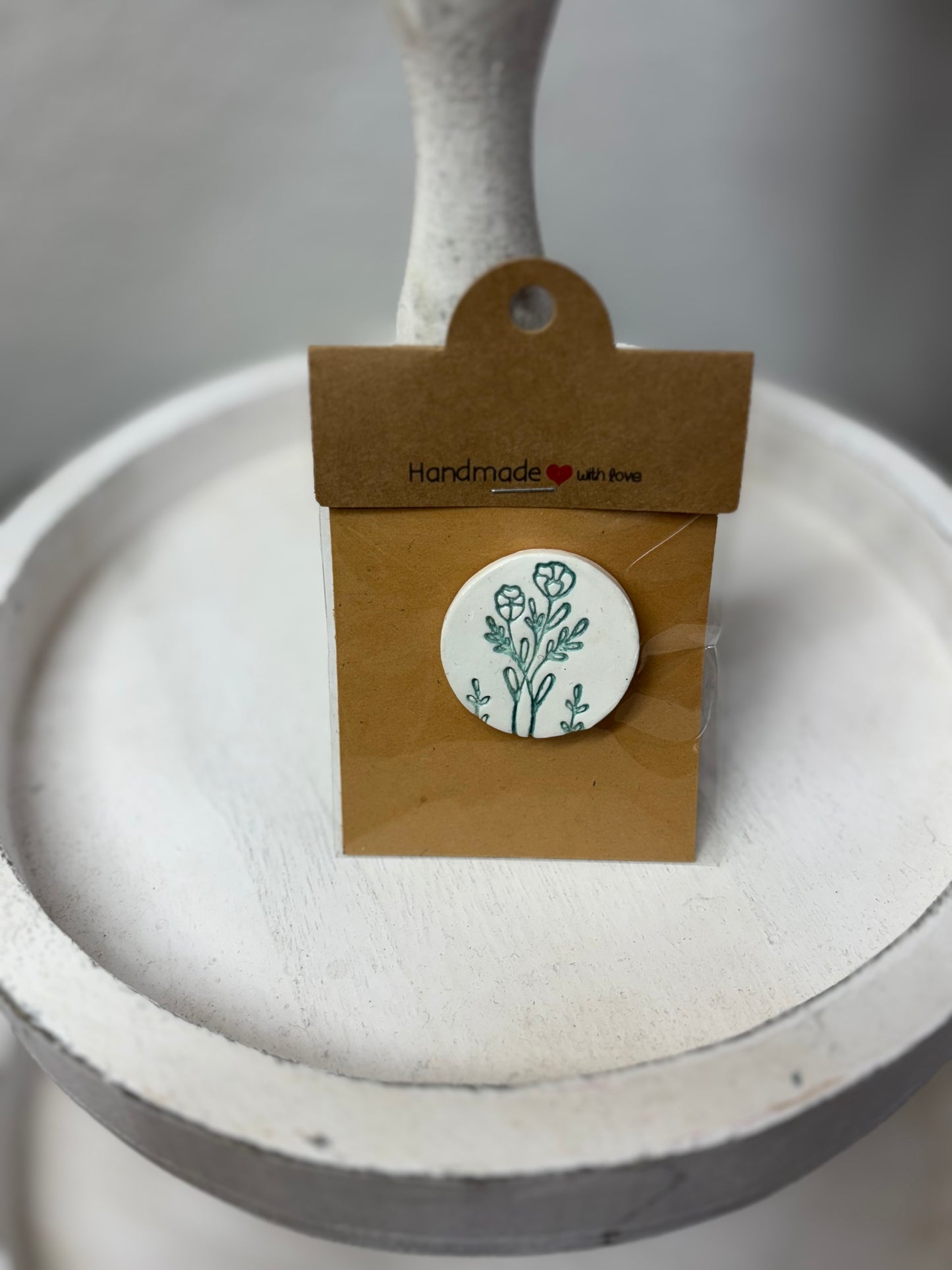 White Clay Flower Magnets