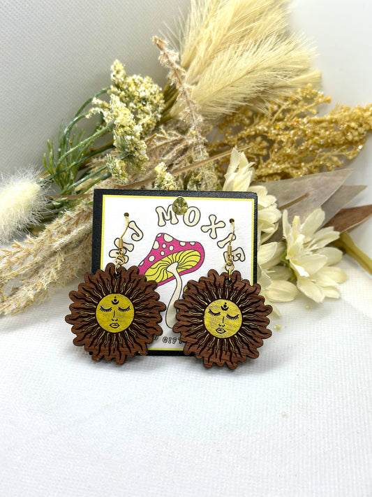 Painted Wooden Dangle Earrings