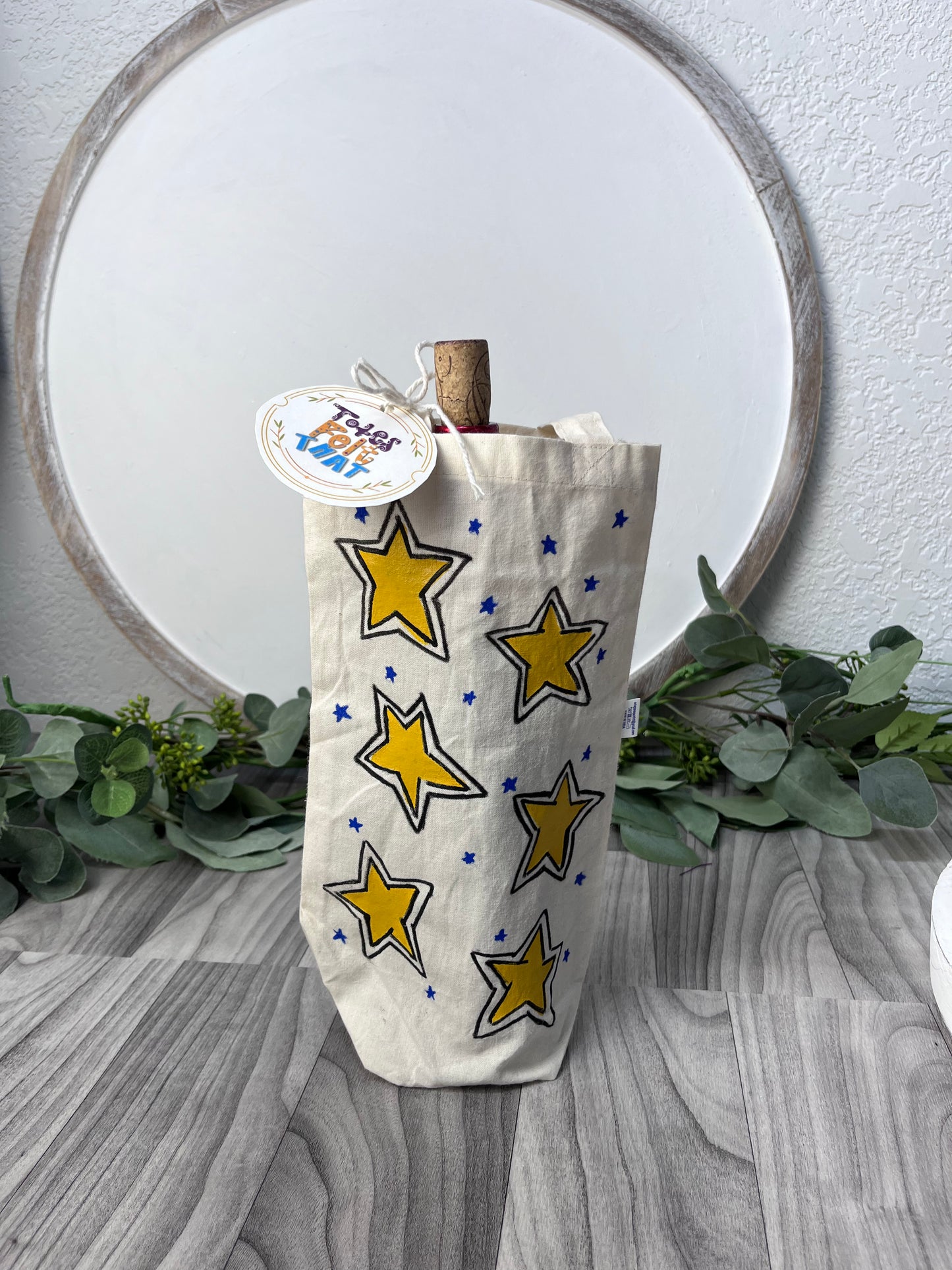 Handpainted Wine Tote