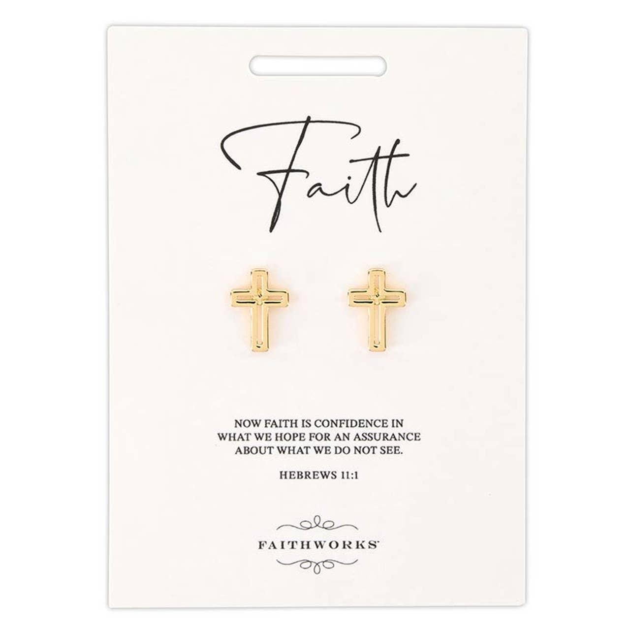 Gold Cutout Cross Earrings