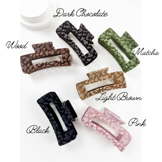 Leopard Flocked Velvet Rectangle Claw Clip