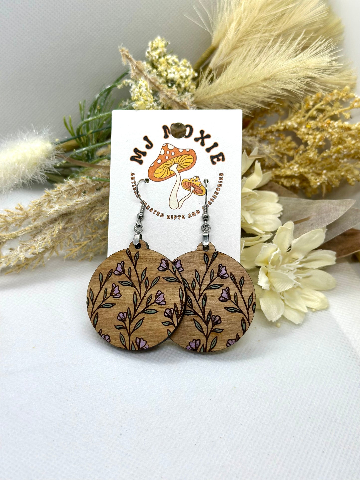 Painted Wooden Dangle Earrings