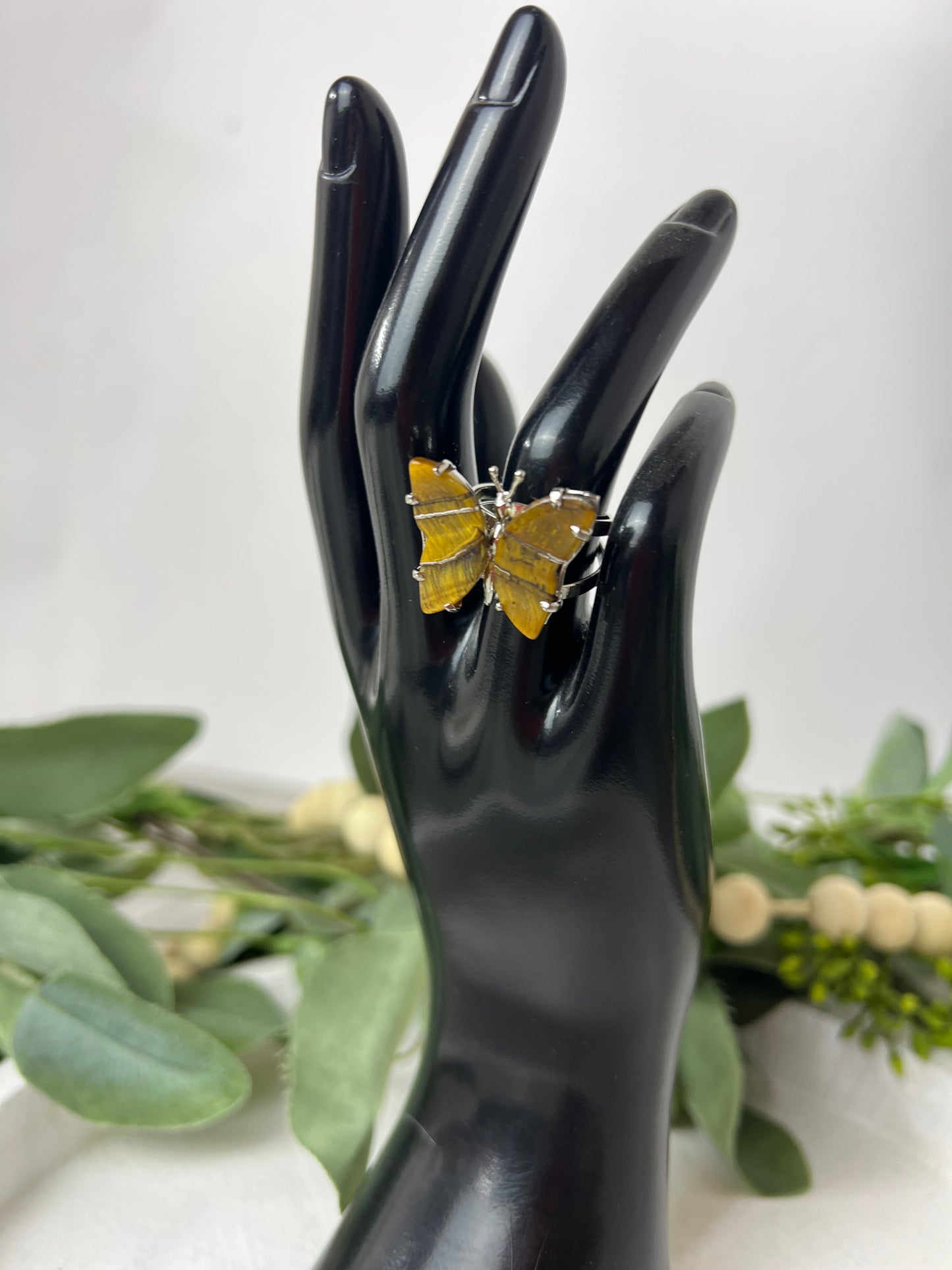 Silver Butterfly Quartz Rings
