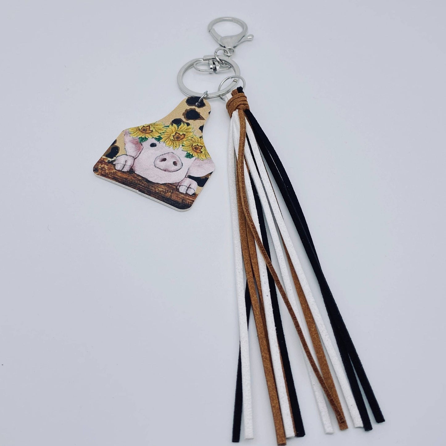 Sunflower Pig Keychain