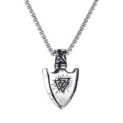 Retro Stainless Steel Shield Pendant