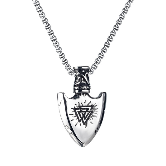 Retro Stainless Steel Shield Pendant