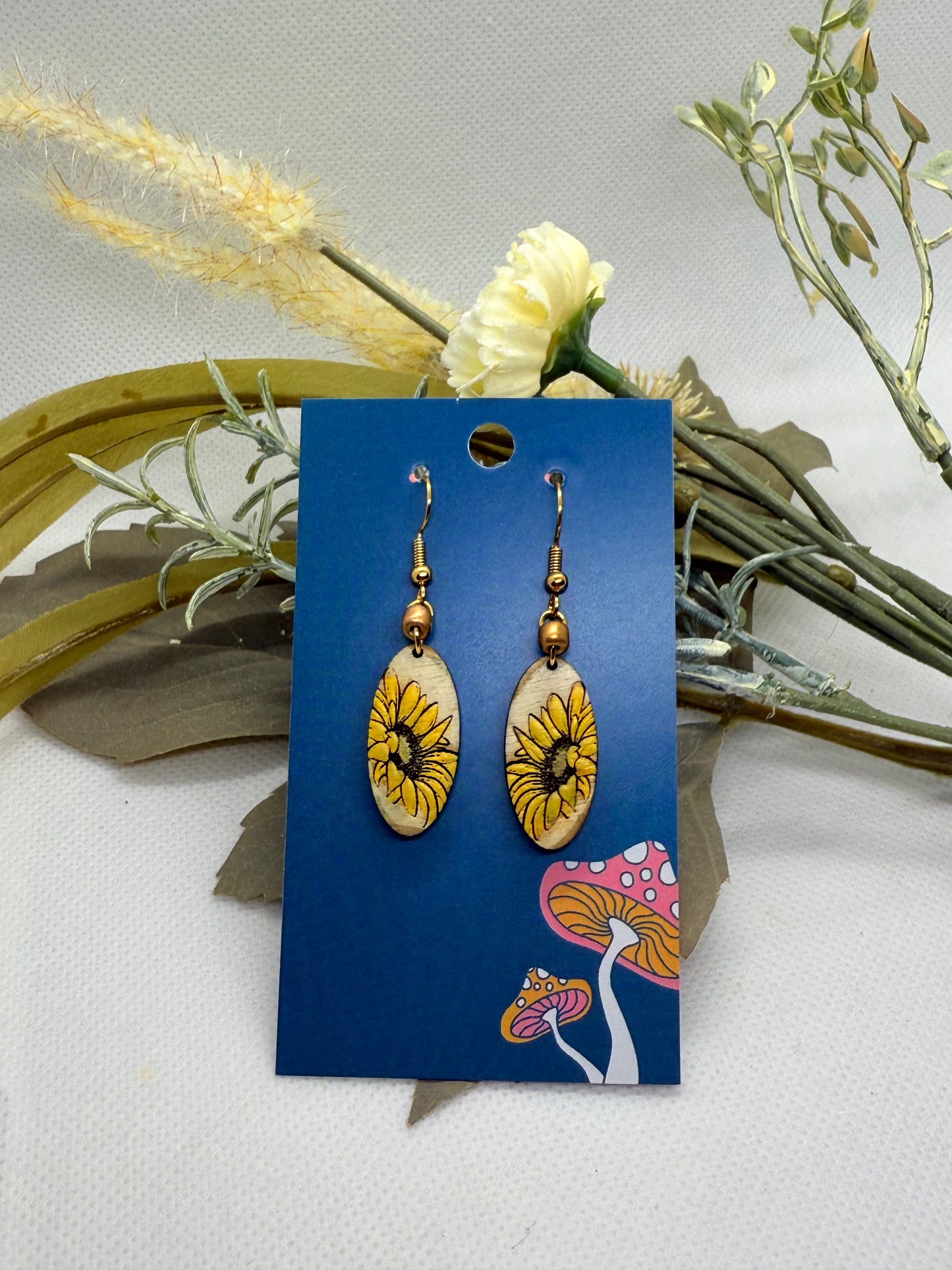 Painted Wooden Dangle Earrings