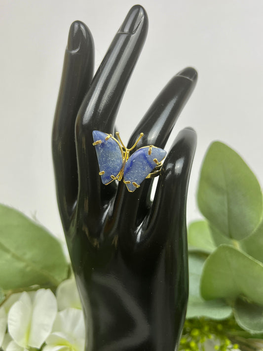 Gold Butterfly Quartz Rings