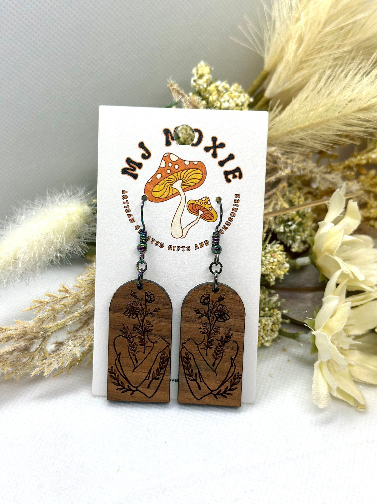 Painted Wooden Dangle Earrings