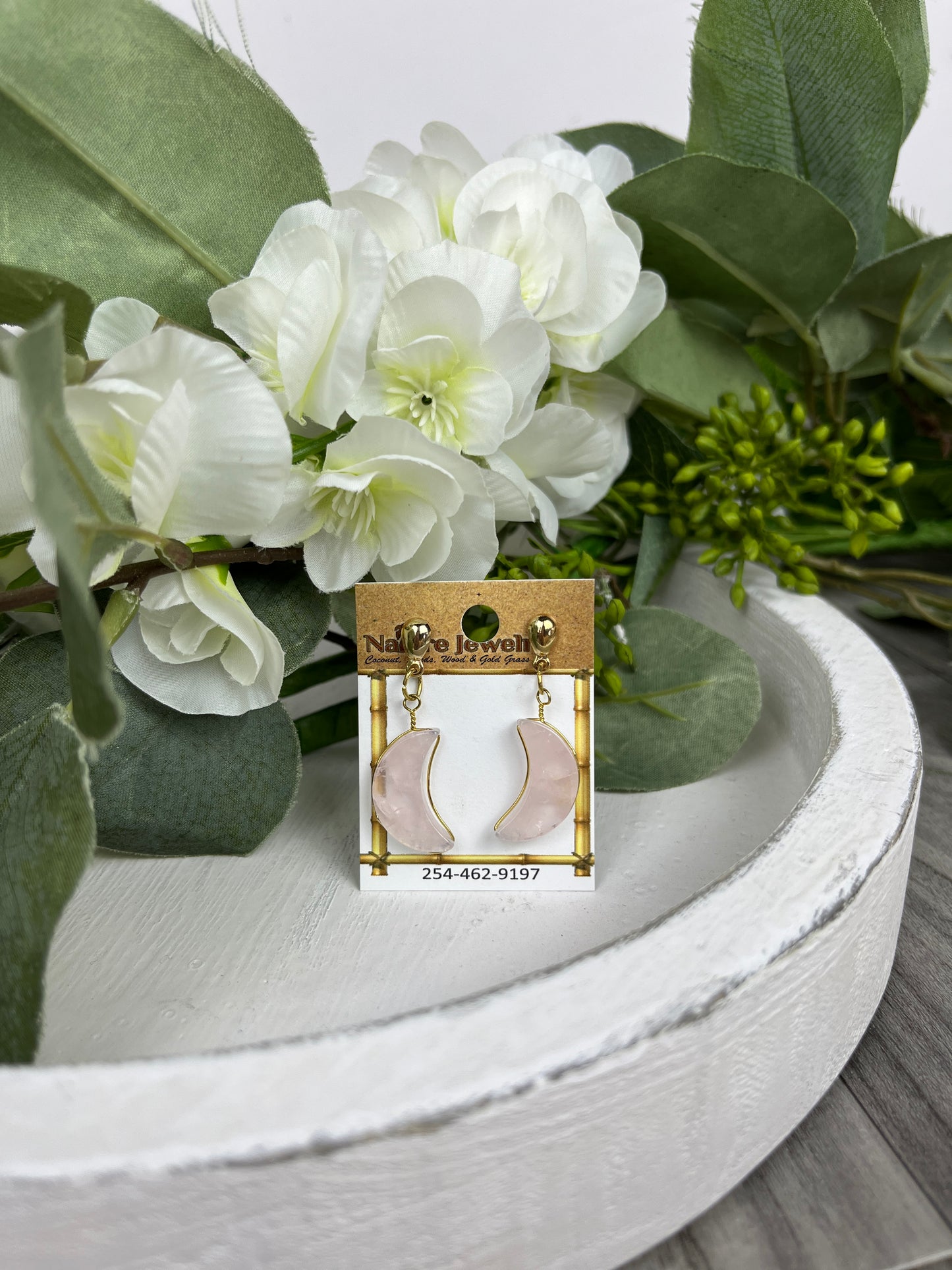 Heart & Moon Quartz Earrings
