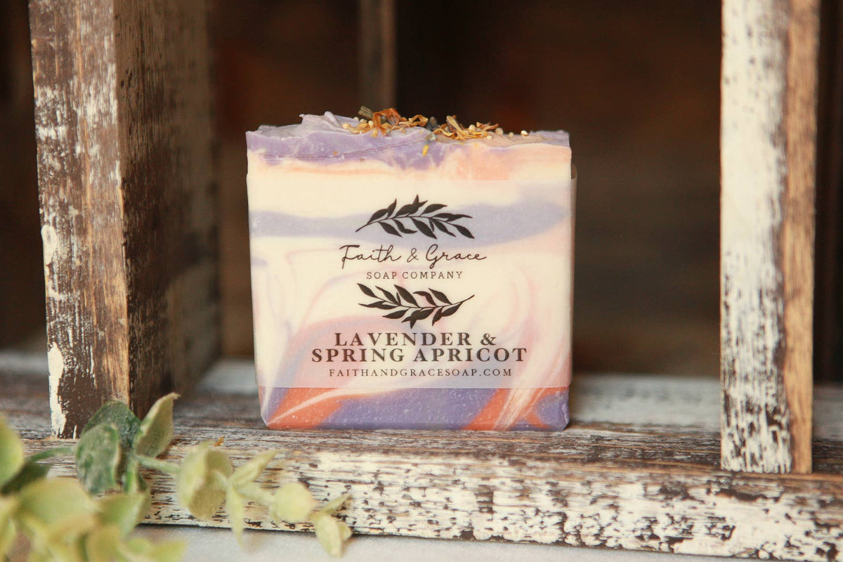 Lavender and Apricot Cold Process Bar Soap, 4 oz.