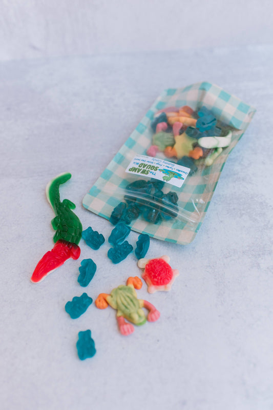 The Swamp Mix– Frogs, Gators, Turtles & Blue “Water” gummies
