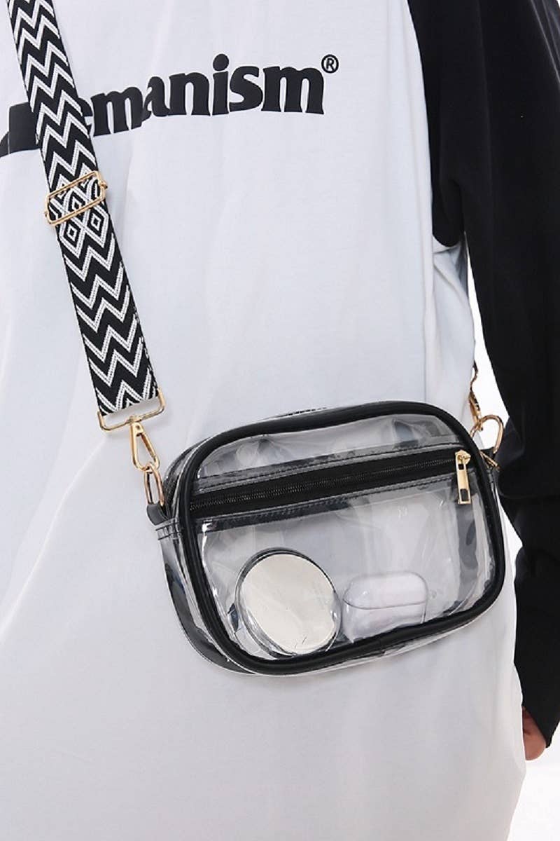Stadium Events Clear Crossbody Bag: BLACK
