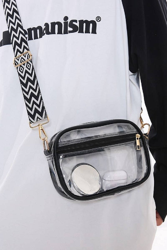 Stadium Events Clear Crossbody Bag: BLACK