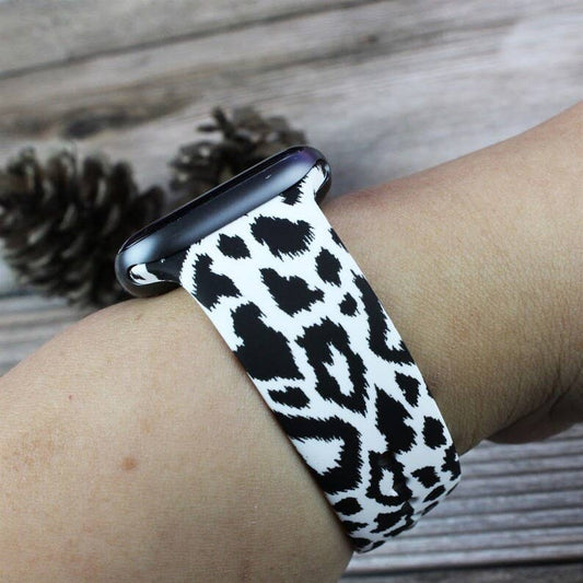 Black & White Leopard 38/40/41mm Silicone Watch Band