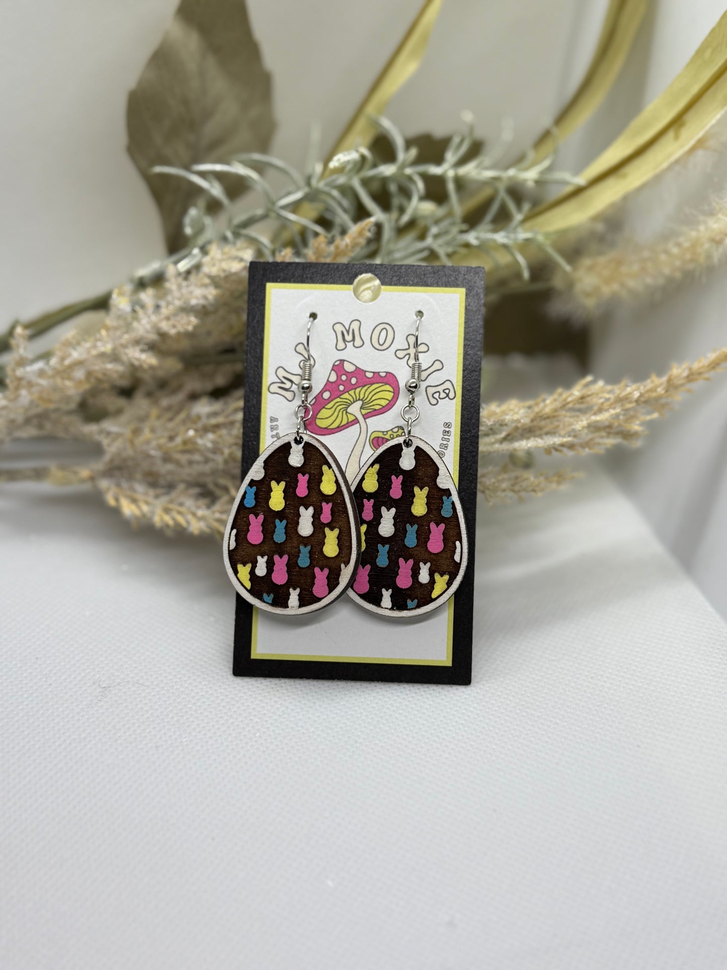 Painted Wooden Dangle Earrings