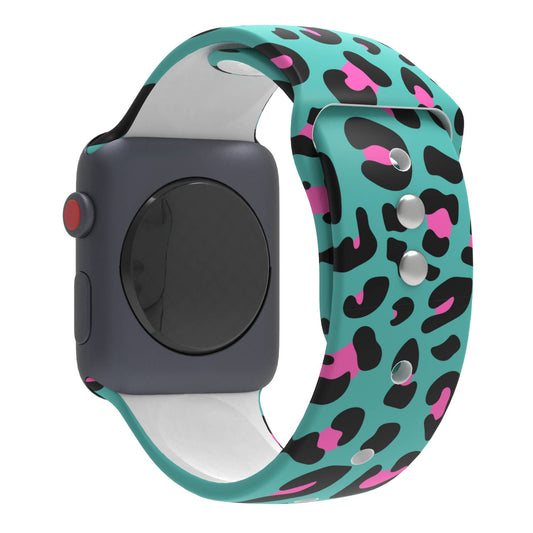 Teal Leopard 38/40/41mm Silicone Watch Band