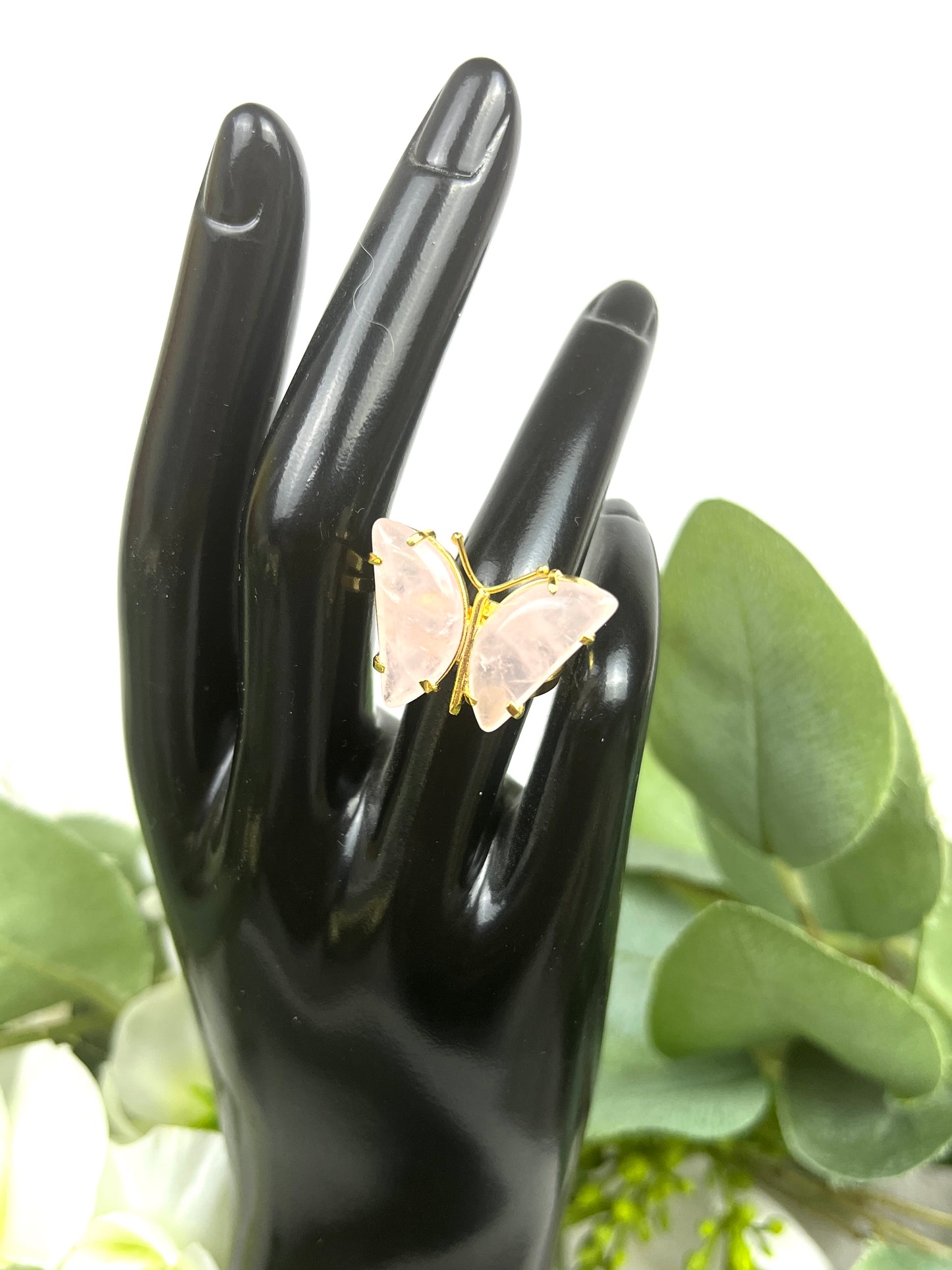Silver Butterfly Quartz Rings
