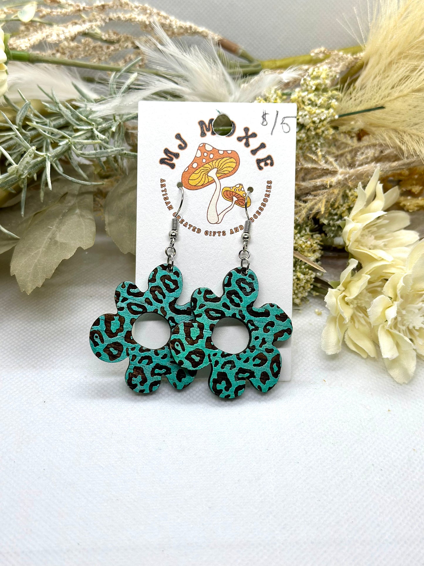 Painted Wooden Dangle Earrings