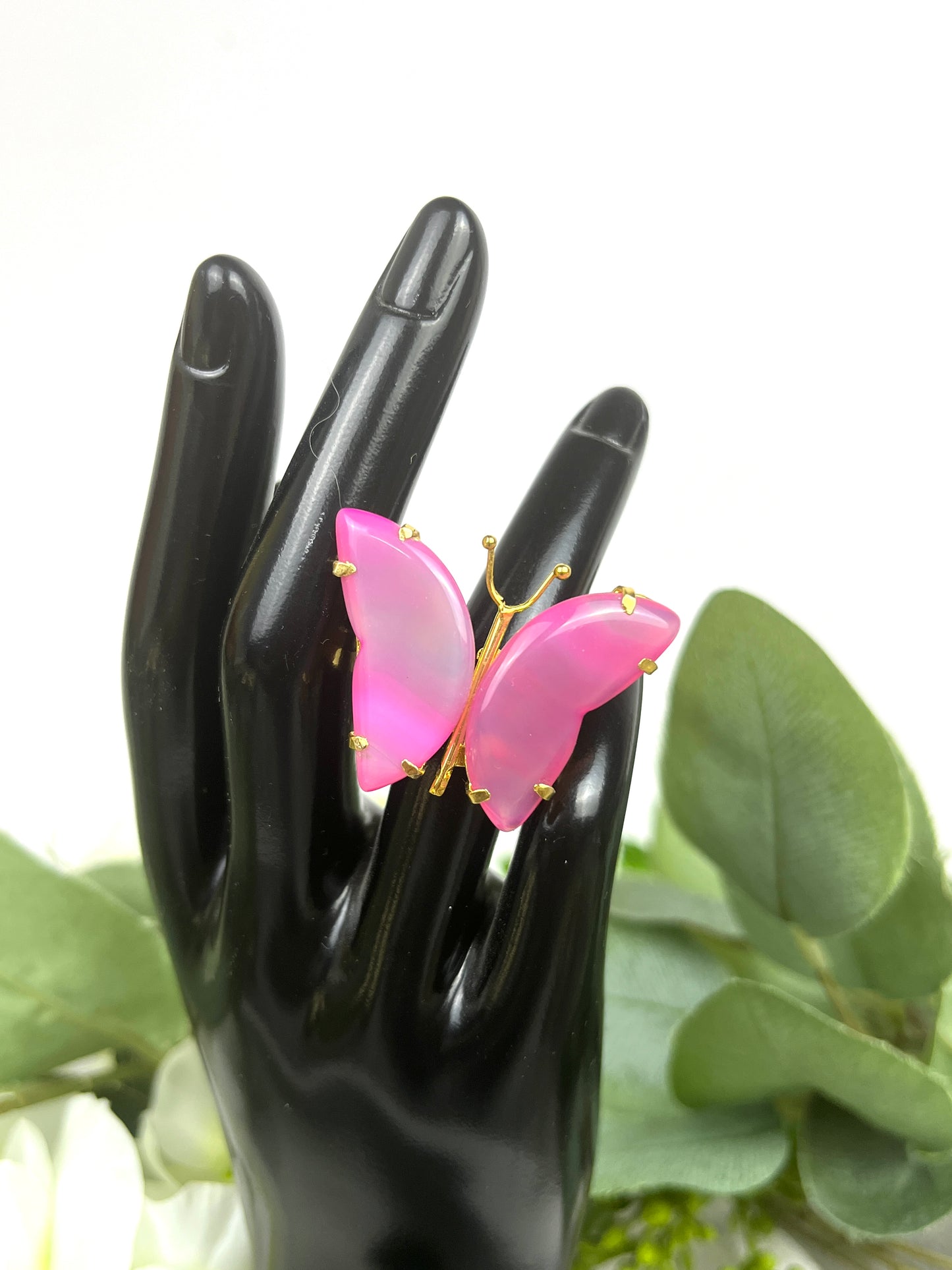 Silver Butterfly Quartz Rings