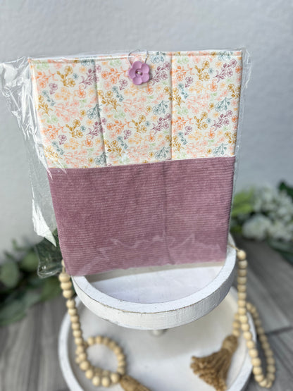 Corduroy floral button book sleeve