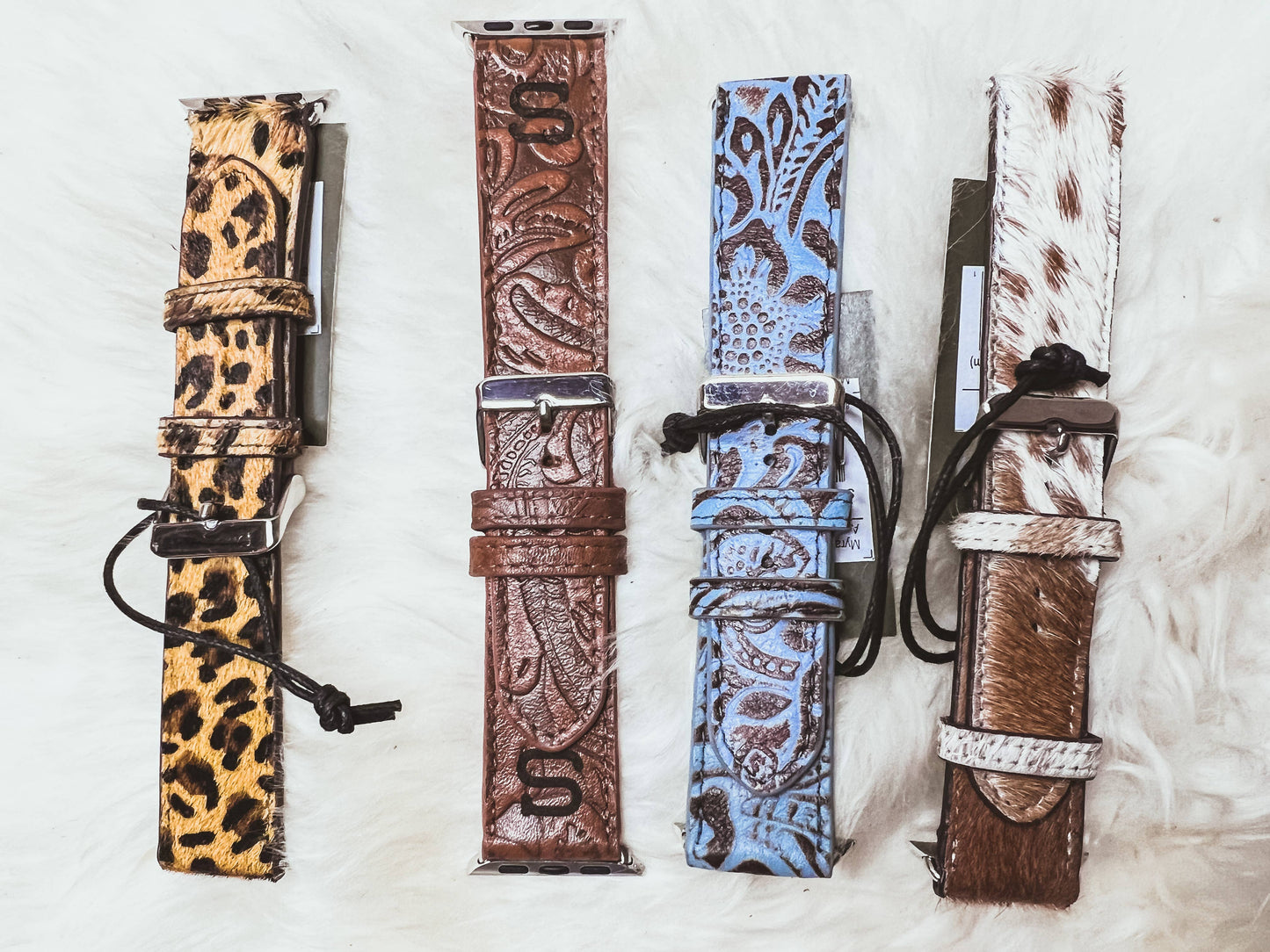 Black & White Cowhide Watch Band