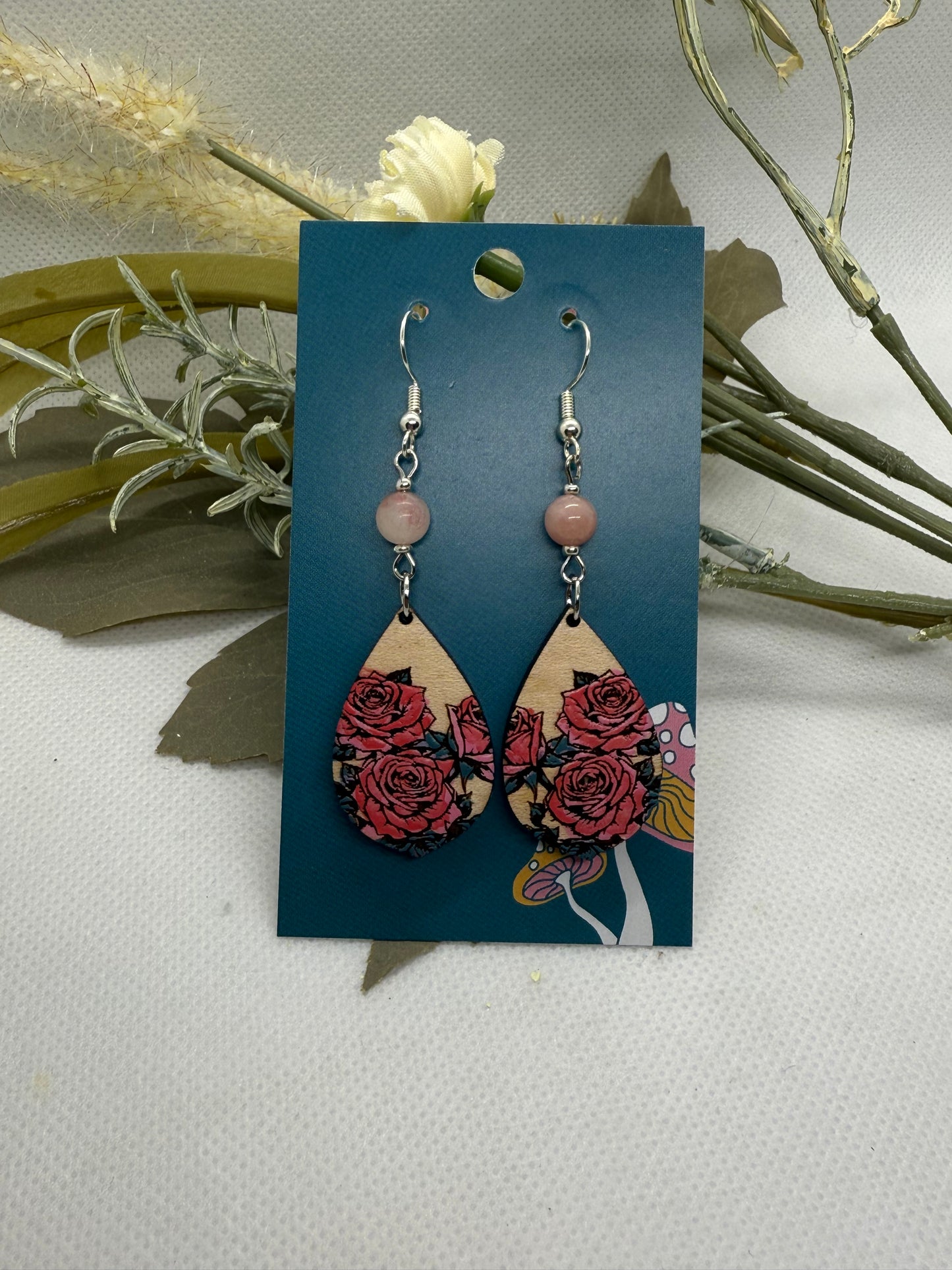 Painted Wooden Dangle Earrings