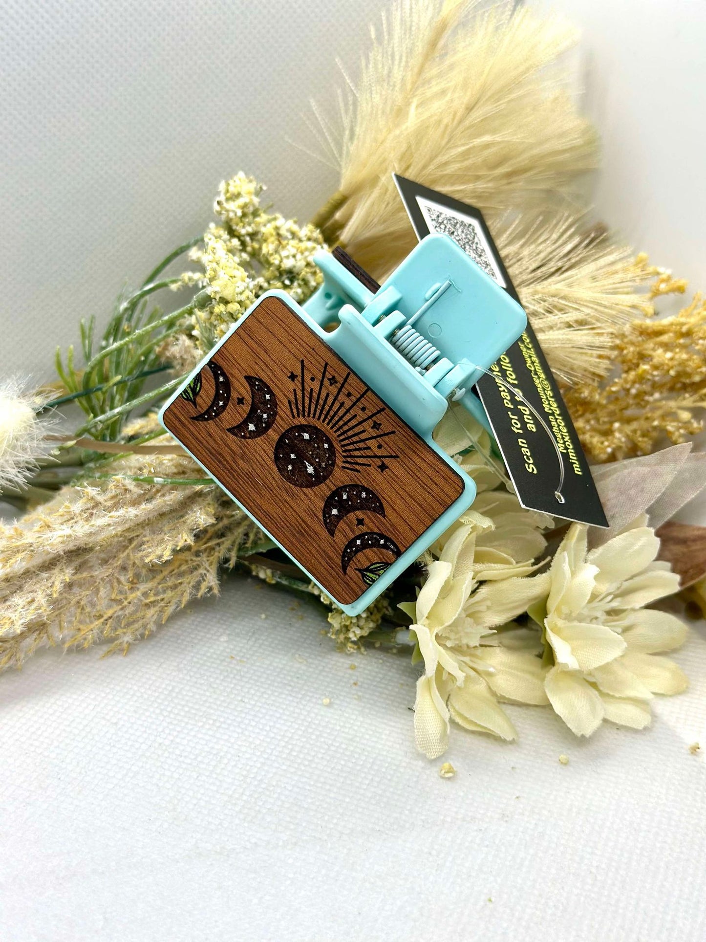 Wooden Engraved Hair Clip