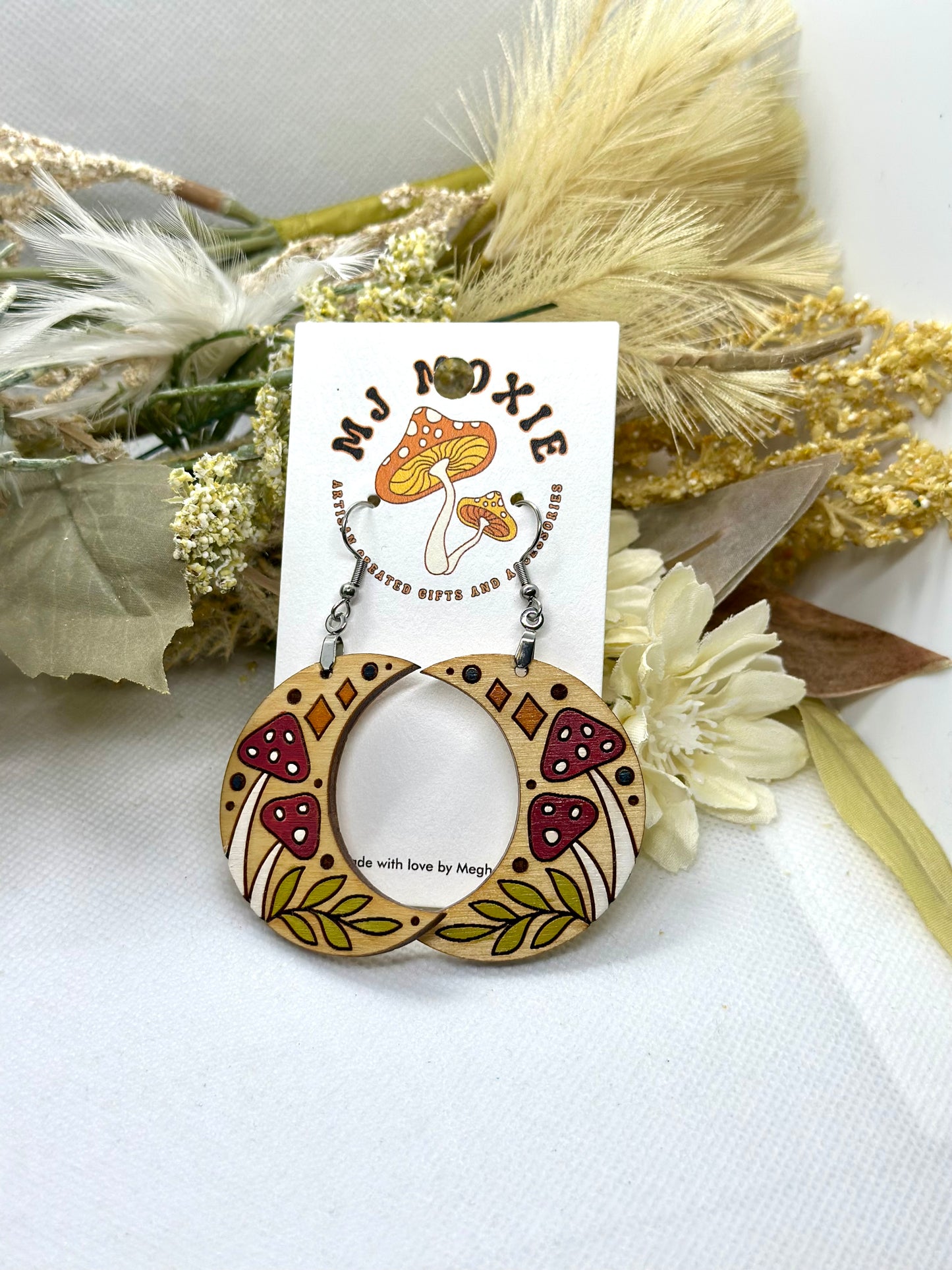 Painted Wooden Dangle Earrings