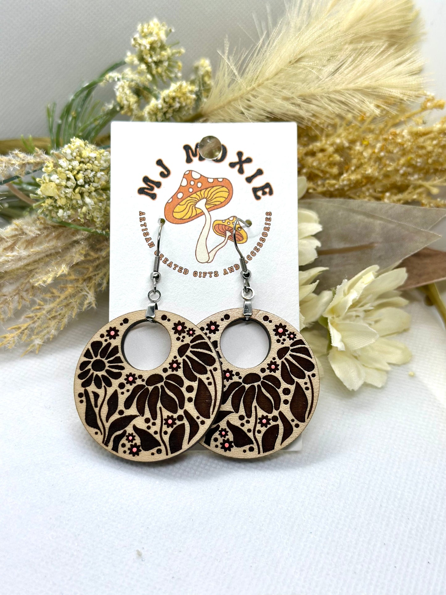 Painted Wooden Dangle Earrings