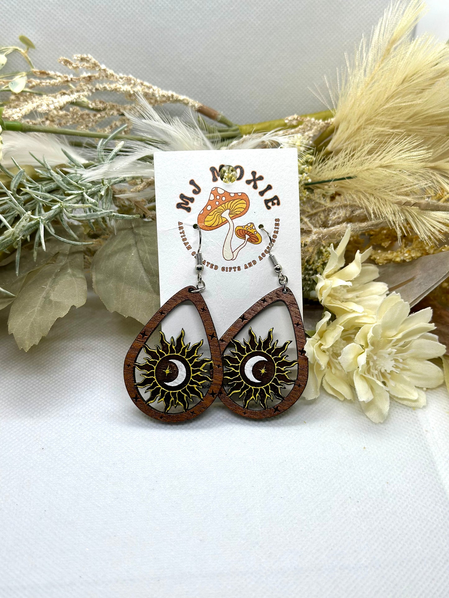 Painted Wooden Dangle Earrings