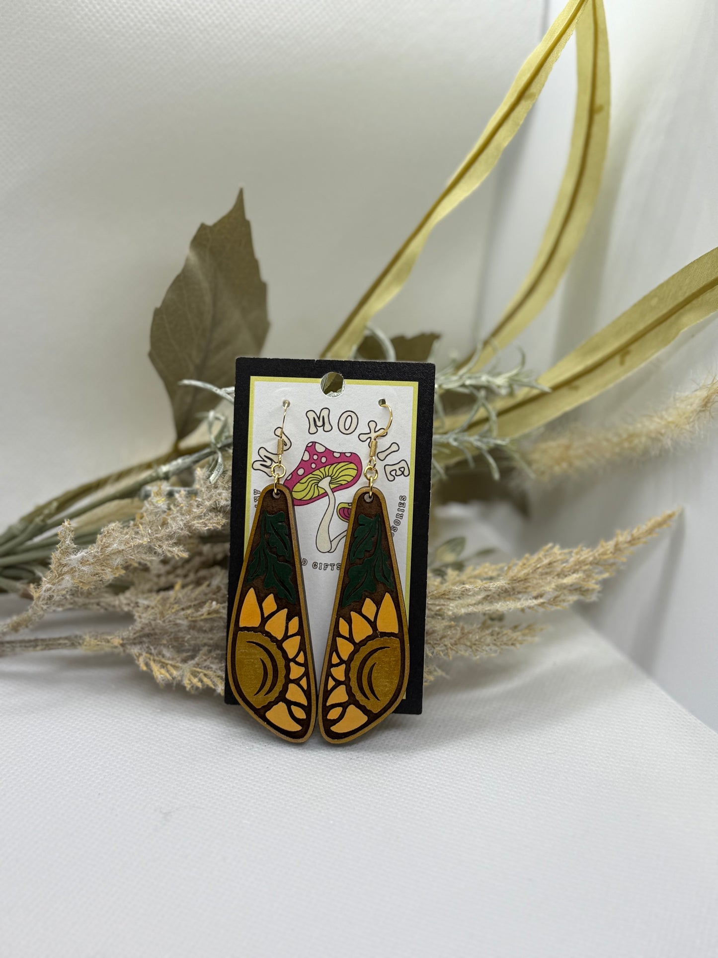 Painted Wooden Dangle Earrings