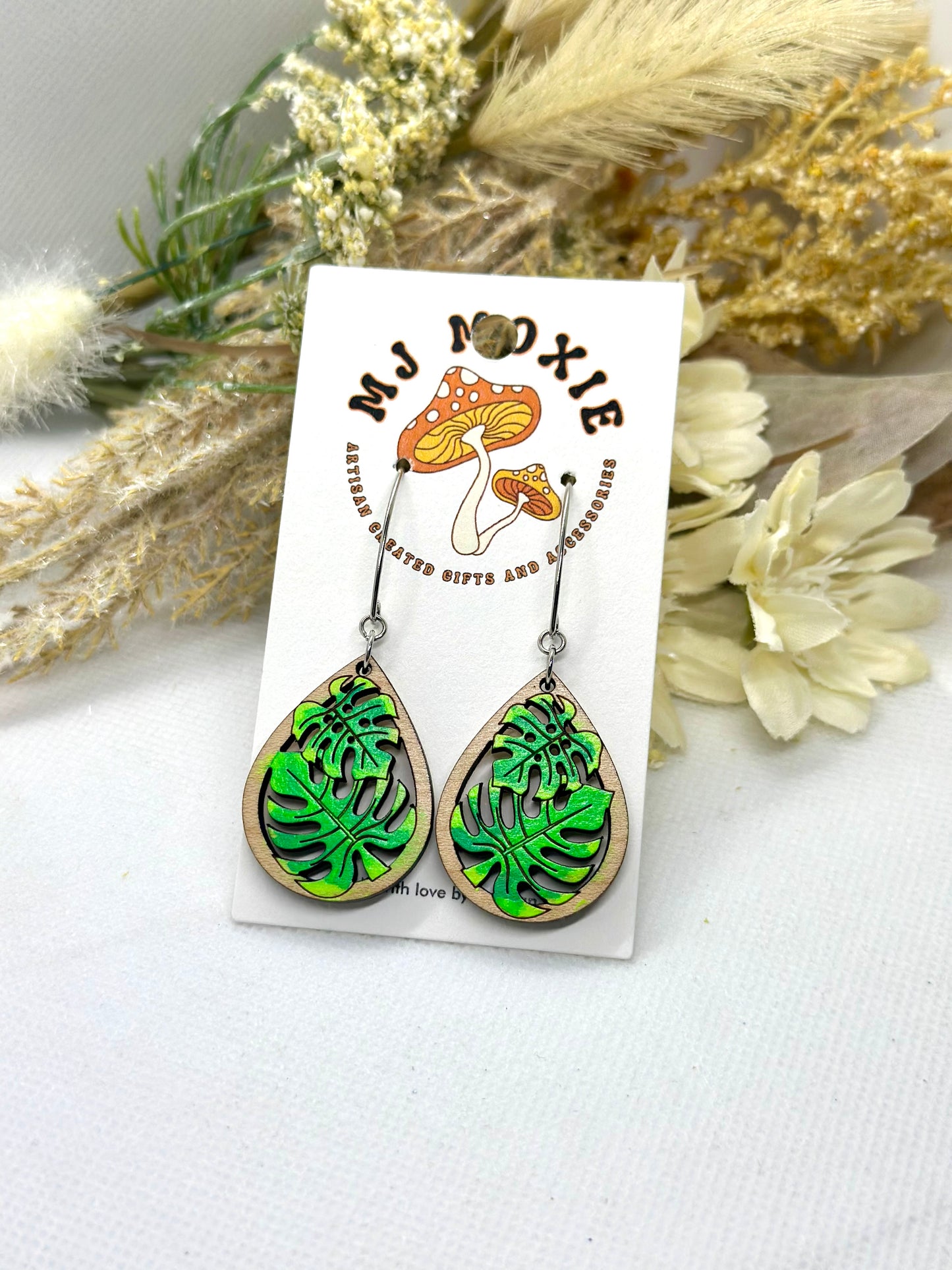 Painted Wooden Dangle Earrings