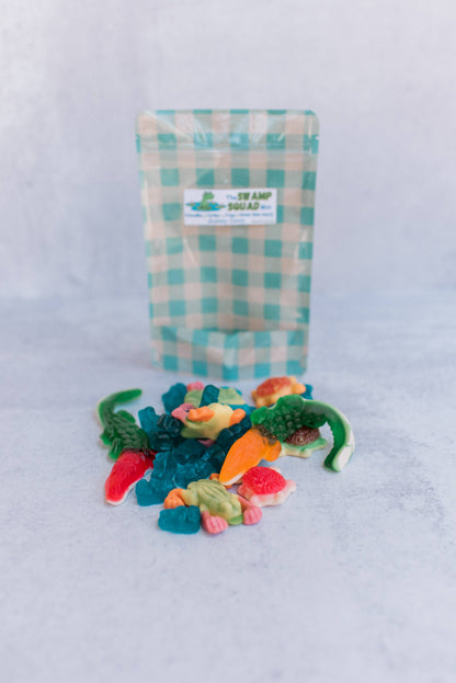 The Swamp Mix– Frogs, Gators, Turtles & Blue “Water” gummies