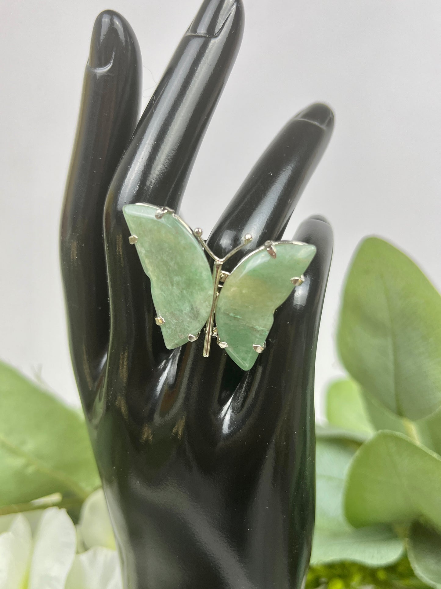 Silver Butterfly Quartz Rings