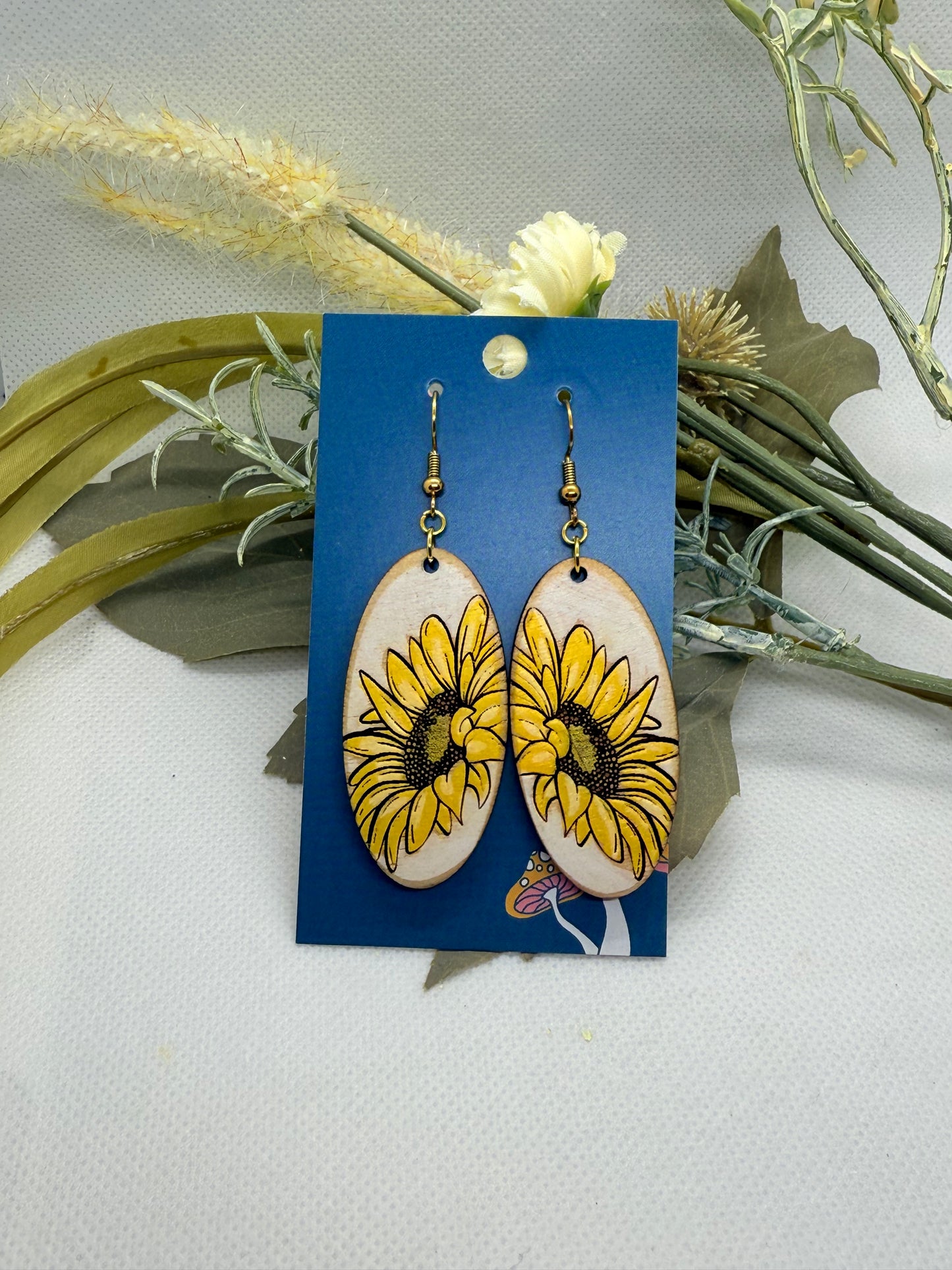 Painted Wooden Dangle Earrings