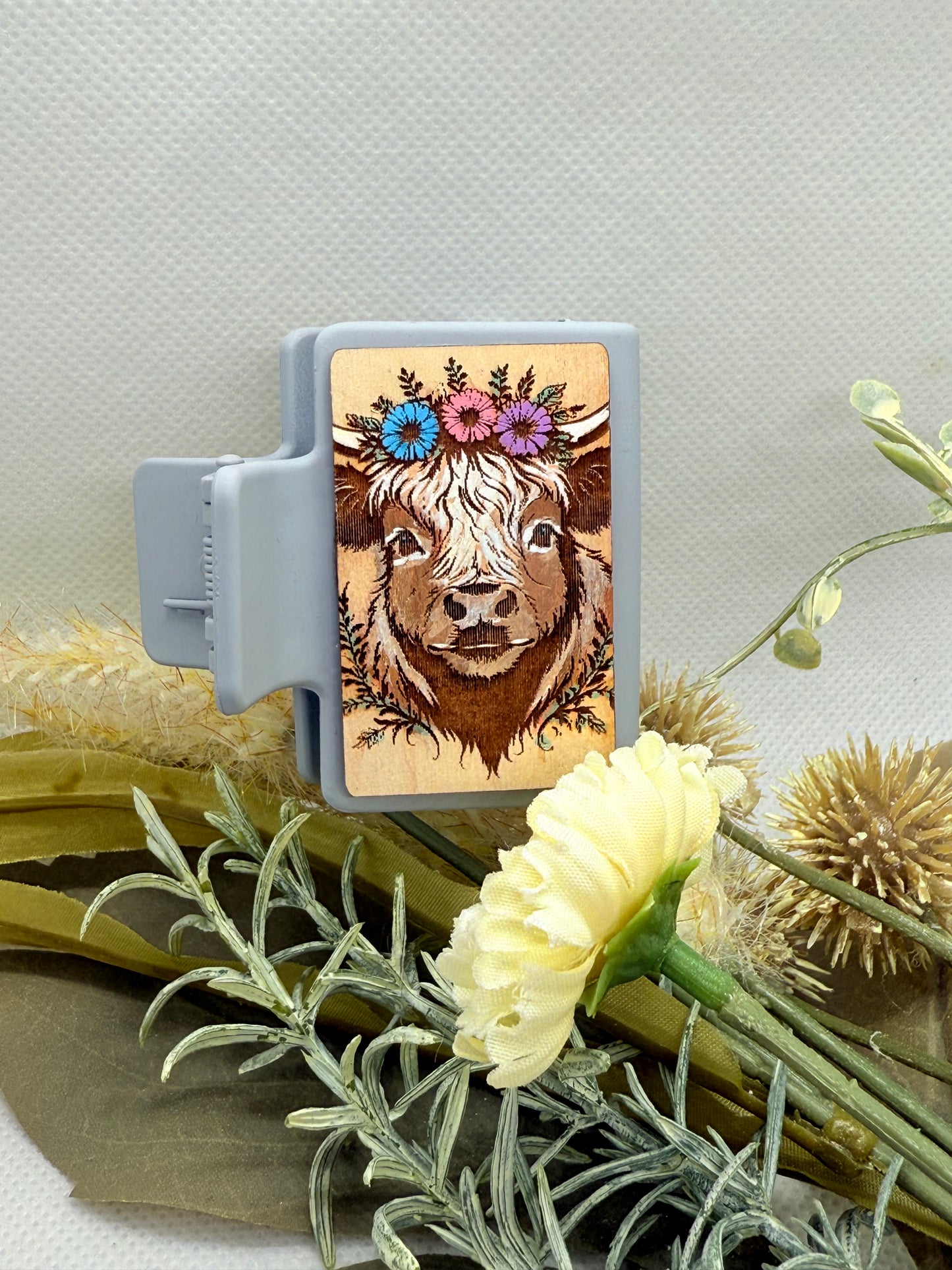 Wooden Engraved Hair Clip