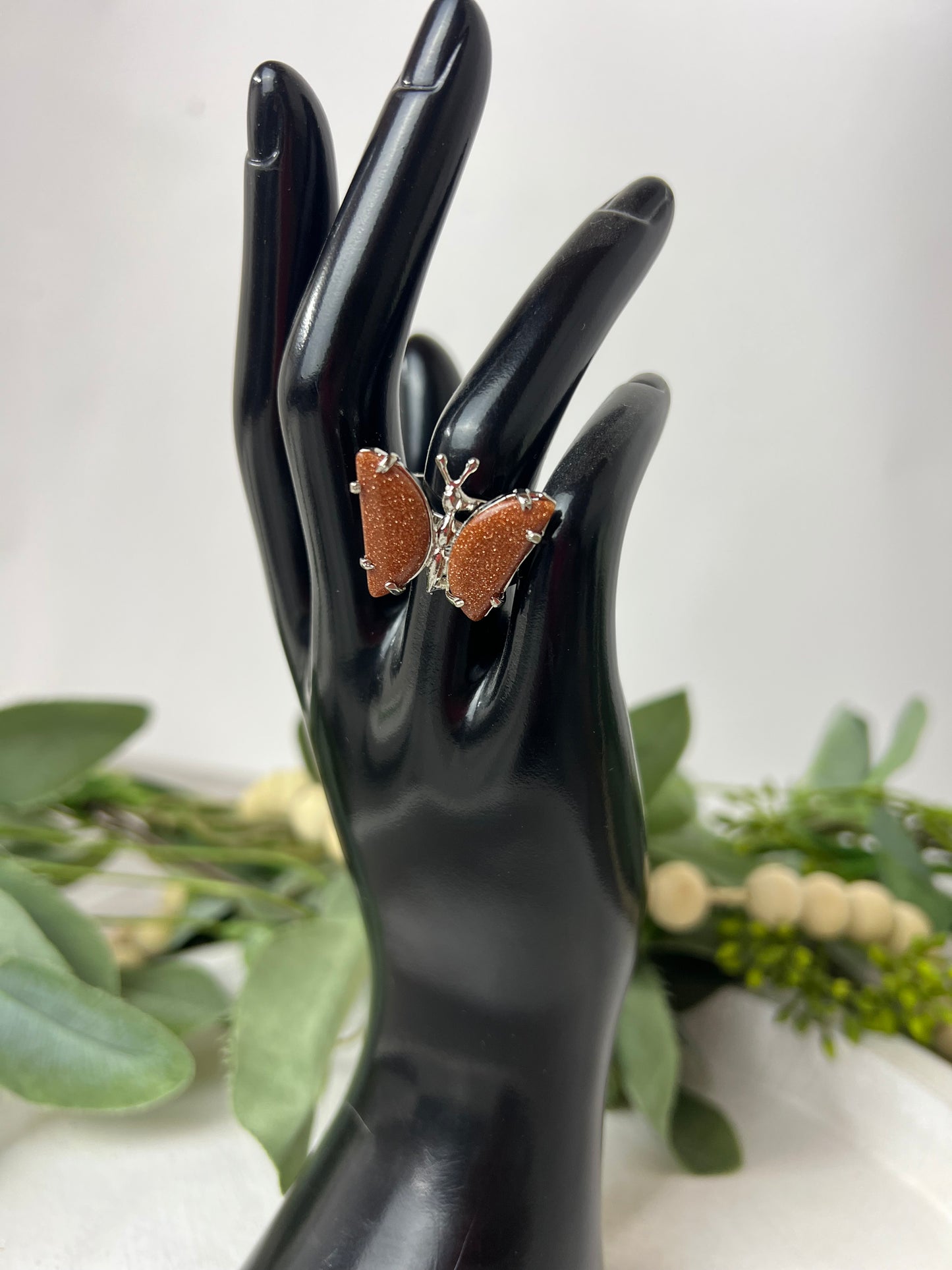Silver Butterfly Quartz Rings