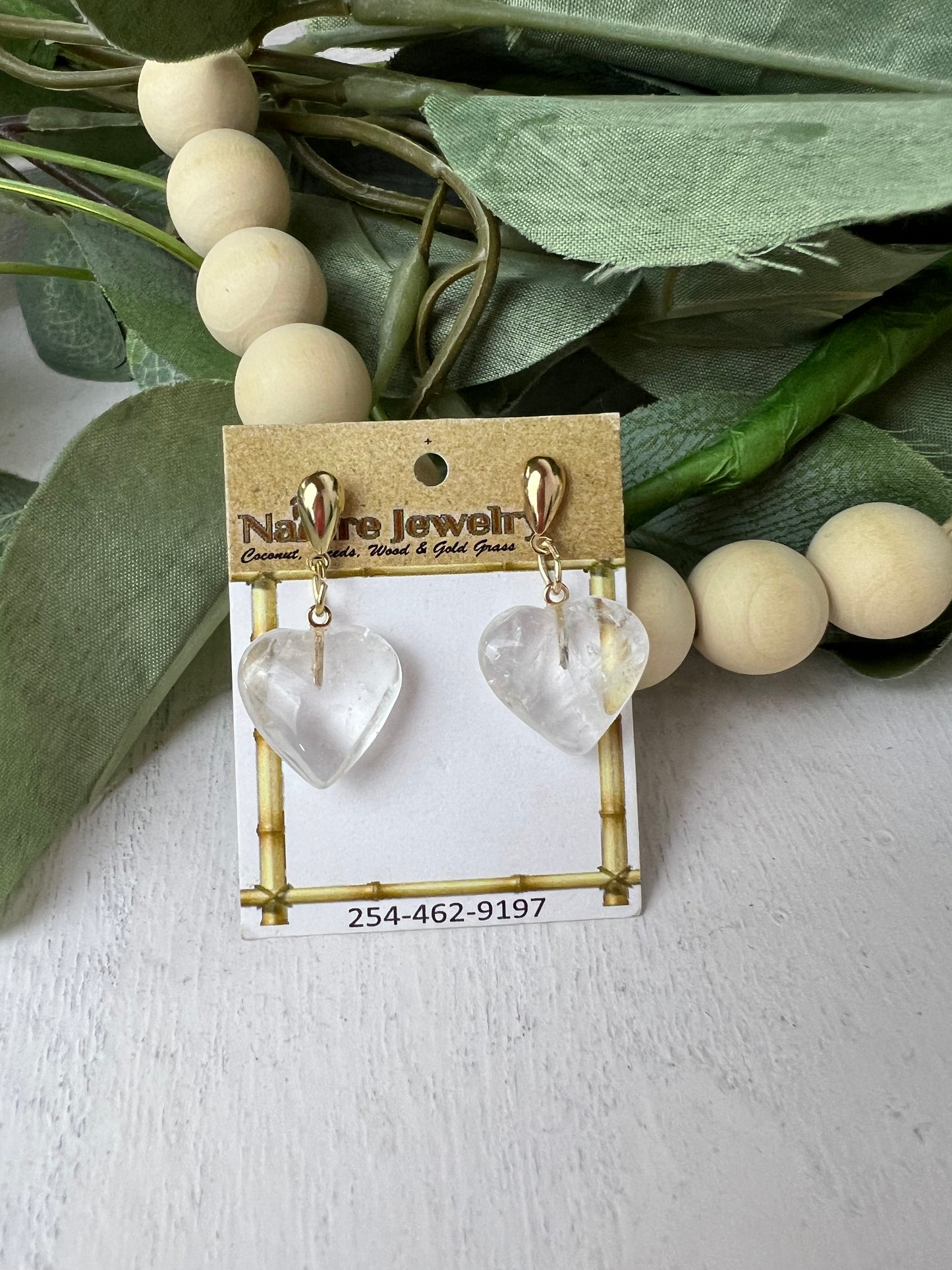 Heart & Moon Quartz Earrings